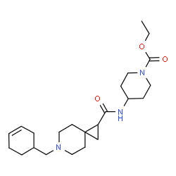 ChemSpider 2D Image | Ethyl 4-({[6-(3-cyclohexen-1-ylmethyl)-6-azaspiro[2.5]oct-1-yl]carbonyl}amino)-1-piperidinecarboxylate | C23H37N3O3