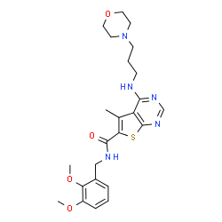 ChemSpider 2D Image | N-(2,3-Dimethoxybenzyl)-5-methyl-4-{[3-(4-morpholinyl)propyl]amino}thieno[2,3-d]pyrimidine-6-carboxamide | C24H31N5O4S