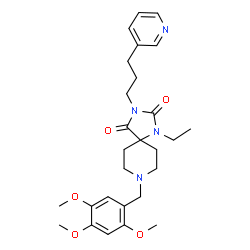 ChemSpider 2D Image | 1-Ethyl-3-[3-(3-pyridinyl)propyl]-8-(2,4,5-trimethoxybenzyl)-1,3,8-triazaspiro[4.5]decane-2,4-dione | C27H36N4O5