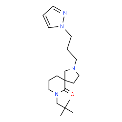 ChemSpider 2D Image | 7-(2,2-Dimethylpropyl)-2-[3-(1H-pyrazol-1-yl)propyl]-2,7-diazaspiro[4.5]decan-6-one | C19H32N4O