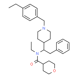 ChemSpider 2D Image | N-Ethyl-N-{1-[1-(4-ethylbenzyl)-4-piperidinyl]-2-phenylethyl}tetrahydro-2H-pyran-4-carboxamide | C30H42N2O2