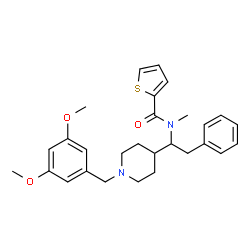 ChemSpider 2D Image | N-{1-[1-(3,5-Dimethoxybenzyl)-4-piperidinyl]-2-phenylethyl}-N-methyl-2-thiophenecarboxamide | C28H34N2O3S