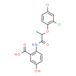 ChemSpider 2D Image | 2-{[2-(2,4-Dichlorophenoxy)propanoyl]amino}-5-hydroxybenzoic acid | C16H13Cl2NO5