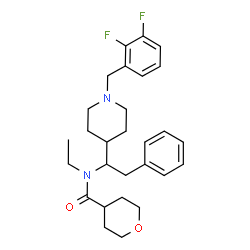 ChemSpider 2D Image | N-{1-[1-(2,3-Difluorobenzyl)-4-piperidinyl]-2-phenylethyl}-N-ethyltetrahydro-2H-pyran-4-carboxamide | C28H36F2N2O2