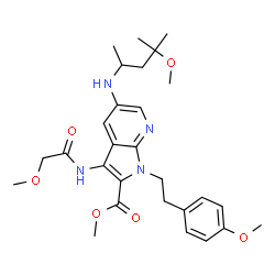 ChemSpider 2D Image | Methyl 3-[(methoxyacetyl)amino]-5-[(4-methoxy-4-methyl-2-pentanyl)amino]-1-[2-(4-methoxyphenyl)ethyl]-1H-pyrrolo[2,3-b]pyridine-2-carboxylate | C28H38N4O6