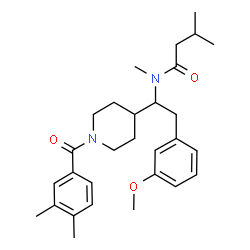 ChemSpider 2D Image | N-{1-[1-(3,4-Dimethylbenzoyl)-4-piperidinyl]-2-(3-methoxyphenyl)ethyl}-N,3-dimethylbutanamide | C29H40N2O3