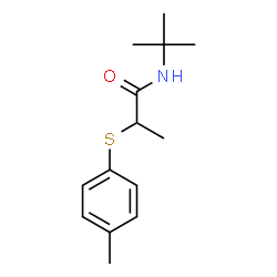 ChemSpider 2D Image | 2-[(4-Methylphenyl)sulfanyl]-N-(2-methyl-2-propanyl)propanamide | C14H21NOS