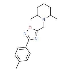 ChemSpider 2D Image | 2,6-Dimethyl-1-(3-p-tolyl-[1,2,4]oxadiazol-5-ylmethyl)-piperidine | C17H23N3O