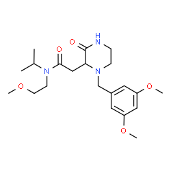 ChemSpider 2D Image | 2-[1-(3,5-Dimethoxybenzyl)-3-oxo-2-piperazinyl]-N-isopropyl-N-(2-methoxyethyl)acetamide | C21H33N3O5