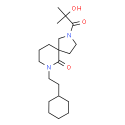 ChemSpider 2D Image | 7-(2-Cyclohexylethyl)-2-(2-hydroxy-2-methylpropanoyl)-2,7-diazaspiro[4.5]decan-6-one | C20H34N2O3