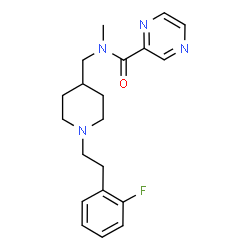 ChemSpider 2D Image | N-({1-[2-(2-Fluorophenyl)ethyl]-4-piperidinyl}methyl)-N-methyl-2-pyrazinecarboxamide | C20H25FN4O