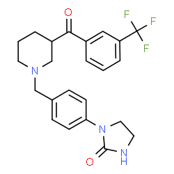 ChemSpider 2D Image | 1-[4-({3-[3-(Trifluoromethyl)benzoyl]-1-piperidinyl}methyl)phenyl]-2-imidazolidinone | C23H24F3N3O2