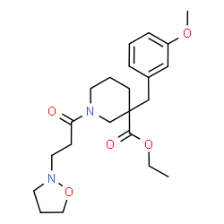 ChemSpider 2D Image | Ethyl 3-(3-methoxybenzyl)-1-[3-(1,2-oxazolidin-2-yl)propanoyl]-3-piperidinecarboxylate | C22H32N2O5