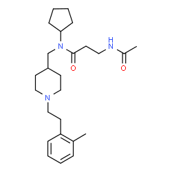 ChemSpider 2D Image | N~3~-Acetyl-N-cyclopentyl-N-({1-[2-(2-methylphenyl)ethyl]-4-piperidinyl}methyl)-beta-alaninamide | C25H39N3O2