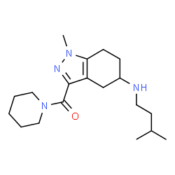 ChemSpider 2D Image | {1-Methyl-5-[(3-methylbutyl)amino]-4,5,6,7-tetrahydro-1H-indazol-3-yl}(1-piperidinyl)methanone | C19H32N4O