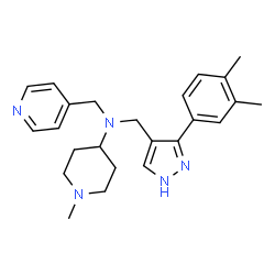 ChemSpider 2D Image | N-{[3-(3,4-Dimethylphenyl)-1H-pyrazol-4-yl]methyl}-1-methyl-N-(4-pyridinylmethyl)-4-piperidinamine | C24H31N5