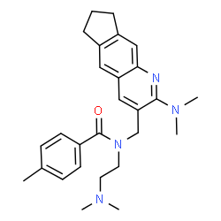 ChemSpider 2D Image | N-{[2-(Dimethylamino)-7,8-dihydro-6H-cyclopenta[g]quinolin-3-yl]methyl}-N-[2-(dimethylamino)ethyl]-4-methylbenzamide | C27H34N4O