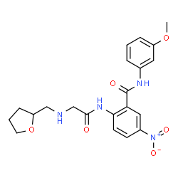 ChemSpider 2D Image | N-(3-Methoxyphenyl)-5-nitro-2-{[N-(tetrahydro-2-furanylmethyl)glycyl]amino}benzamide | C21H24N4O6