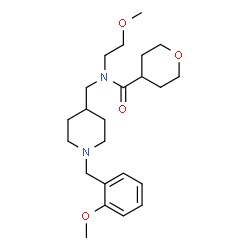 ChemSpider 2D Image | N-{[1-(2-Methoxybenzyl)-4-piperidinyl]methyl}-N-(2-methoxyethyl)tetrahydro-2H-pyran-4-carboxamide | C23H36N2O4