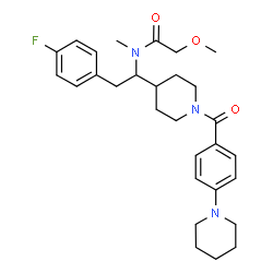 ChemSpider 2D Image | N-[2-(4-Fluorophenyl)-1-{1-[4-(1-piperidinyl)benzoyl]-4-piperidinyl}ethyl]-2-methoxy-N-methylacetamide | C29H38FN3O3