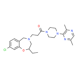 ChemSpider 2D Image | 3-(8-Chloro-2-ethyl-2,3-dihydro-1,4-benzoxazepin-4(5H)-yl)-1-[4-(3,6-dimethyl-2-pyrazinyl)-1-piperazinyl]-1-propanone | C24H32ClN5O2