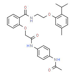 ChemSpider 2D Image | 2-{2-[(4-Acetamidophenyl)amino]-2-oxoethoxy}-N-[2-(2-isopropyl-5-methylphenoxy)ethyl]benzamide | C29H33N3O5