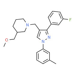 ChemSpider 2D Image | 1-{[3-(3-Fluorophenyl)-1-(3-methylphenyl)-1H-pyrazol-4-yl]methyl}-3-(methoxymethyl)piperidine | C24H28FN3O