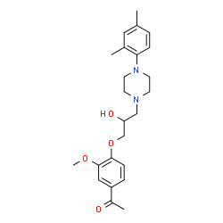 ChemSpider 2D Image | 1-(4-{3-[4-(2,4-Dimethylphenyl)-1-piperazinyl]-2-hydroxypropoxy}-3-methoxyphenyl)ethanone | C24H32N2O4