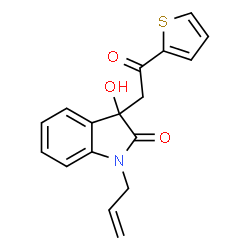 ChemSpider 2D Image | 1-Allyl-3-hydroxy-3-[2-oxo-2-(2-thienyl)ethyl]-1,3-dihydro-2H-indol-2-one | C17H15NO3S