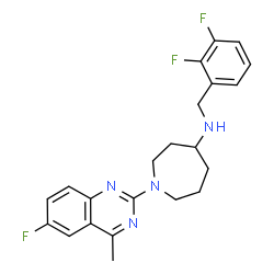 ChemSpider 2D Image | N-(2,3-Difluorobenzyl)-1-(6-fluoro-4-methyl-2-quinazolinyl)-4-azepanamine | C22H23F3N4