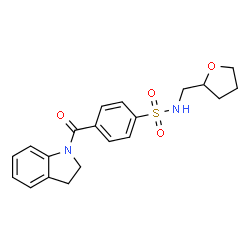 ChemSpider 2D Image | 4-(2,3-Dihydro-1H-indol-1-ylcarbonyl)-N-(tetrahydro-2-furanylmethyl)benzenesulfonamide | C20H22N2O4S