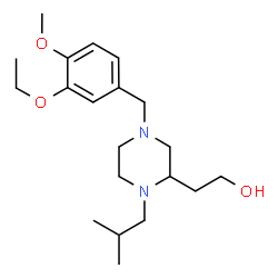 ChemSpider 2D Image | 2-[4-(3-Ethoxy-4-methoxybenzyl)-1-isobutyl-2-piperazinyl]ethanol | C20H34N2O3
