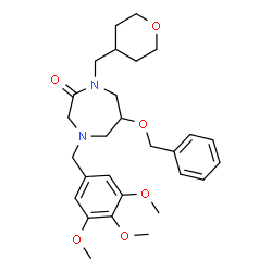 ChemSpider 2D Image | 6-(Benzyloxy)-1-(tetrahydro-2H-pyran-4-ylmethyl)-4-(3,4,5-trimethoxybenzyl)-1,4-diazepan-2-one | C28H38N2O6