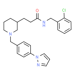 ChemSpider 2D Image | N-(2-Chlorobenzyl)-3-{1-[4-(1H-pyrazol-1-yl)benzyl]-3-piperidinyl}propanamide | C25H29ClN4O
