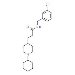 ChemSpider 2D Image | N-(3-Chlorobenzyl)-3-(1-cyclohexyl-4-piperidinyl)propanamide | C21H31ClN2O