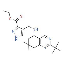 ChemSpider 2D Image | Ethyl 4-({[7,7-dimethyl-2-(2-methyl-2-propanyl)-5,6,7,8-tetrahydro-5-quinazolinyl]amino}methyl)-1H-pyrazole-3-carboxylate | C21H31N5O2
