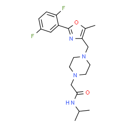 ChemSpider 2D Image | 2-(4-{[2-(2,5-Difluorophenyl)-5-methyl-1,3-oxazol-4-yl]methyl}-1-piperazinyl)-N-isopropylacetamide | C20H26F2N4O2