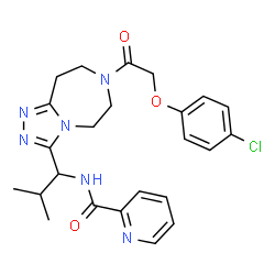 ChemSpider 2D Image | N-(1-{7-[(4-Chlorophenoxy)acetyl]-6,7,8,9-tetrahydro-5H-[1,2,4]triazolo[4,3-d][1,4]diazepin-3-yl}-2-methylpropyl)-2-pyridinecarboxamide | C24H27ClN6O3