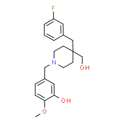 ChemSpider 2D Image | 5-{[4-(3-Fluorobenzyl)-4-(hydroxymethyl)-1-piperidinyl]methyl}-2-methoxyphenol | C21H26FNO3