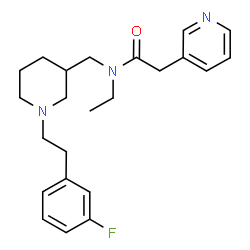 ChemSpider 2D Image | N-Ethyl-N-({1-[2-(3-fluorophenyl)ethyl]-3-piperidinyl}methyl)-2-(3-pyridinyl)acetamide | C23H30FN3O