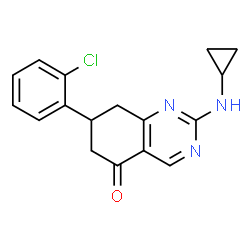 ChemSpider 2D Image | 7-(2-Chlorophenyl)-2-(cyclopropylamino)-7,8-dihydro-5(6H)-quinazolinone | C17H16ClN3O