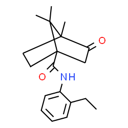 ChemSpider 2D Image | N-(2-Ethylphenyl)-4,7,7-trimethyl-3-oxobicyclo[2.2.1]heptane-1-carboxamide | C19H25NO2