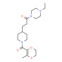 ChemSpider 2D Image | 1-(4-Ethyl-1-piperazinyl)-3-{1-[(3-methyl-5,6-dihydro-1,4-dioxin-2-yl)carbonyl]-4-piperidinyl}-1-propanone | C20H33N3O4