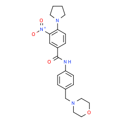 ChemSpider 2D Image | N-[4-(4-Morpholinylmethyl)phenyl]-3-nitro-4-(1-pyrrolidinyl)benzamide | C22H26N4O4