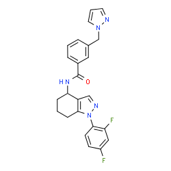 ChemSpider 2D Image | N-[1-(2,4-Difluorophenyl)-4,5,6,7-tetrahydro-1H-indazol-4-yl]-3-(1H-pyrazol-1-ylmethyl)benzamide | C24H21F2N5O