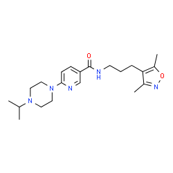 ChemSpider 2D Image | N-[3-(3,5-Dimethyl-1,2-oxazol-4-yl)propyl]-6-(4-isopropyl-1-piperazinyl)nicotinamide | C21H31N5O2