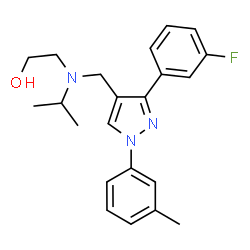 ChemSpider 2D Image | 2-[{[3-(3-Fluorophenyl)-1-(3-methylphenyl)-1H-pyrazol-4-yl]methyl}(isopropyl)amino]ethanol | C22H26FN3O