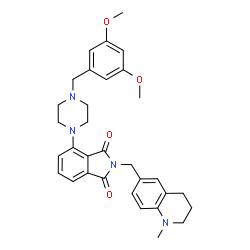 ChemSpider 2D Image | 4-[4-(3,5-Dimethoxybenzyl)-1-piperazinyl]-2-[(1-methyl-1,2,3,4-tetrahydro-6-quinolinyl)methyl]-1H-isoindole-1,3(2H)-dione | C32H36N4O4
