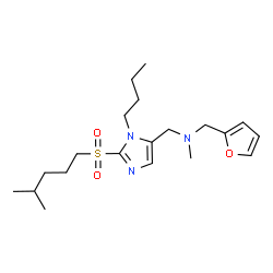 ChemSpider 2D Image | 1-{1-Butyl-2-[(4-methylpentyl)sulfonyl]-1H-imidazol-5-yl}-N-(2-furylmethyl)-N-methylmethanamine | C20H33N3O3S