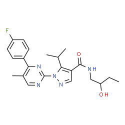 ChemSpider 2D Image | 1-[4-(4-Fluorophenyl)-5-methyl-2-pyrimidinyl]-N-(2-hydroxybutyl)-5-isopropyl-1H-pyrazole-4-carboxamide | C22H26FN5O2